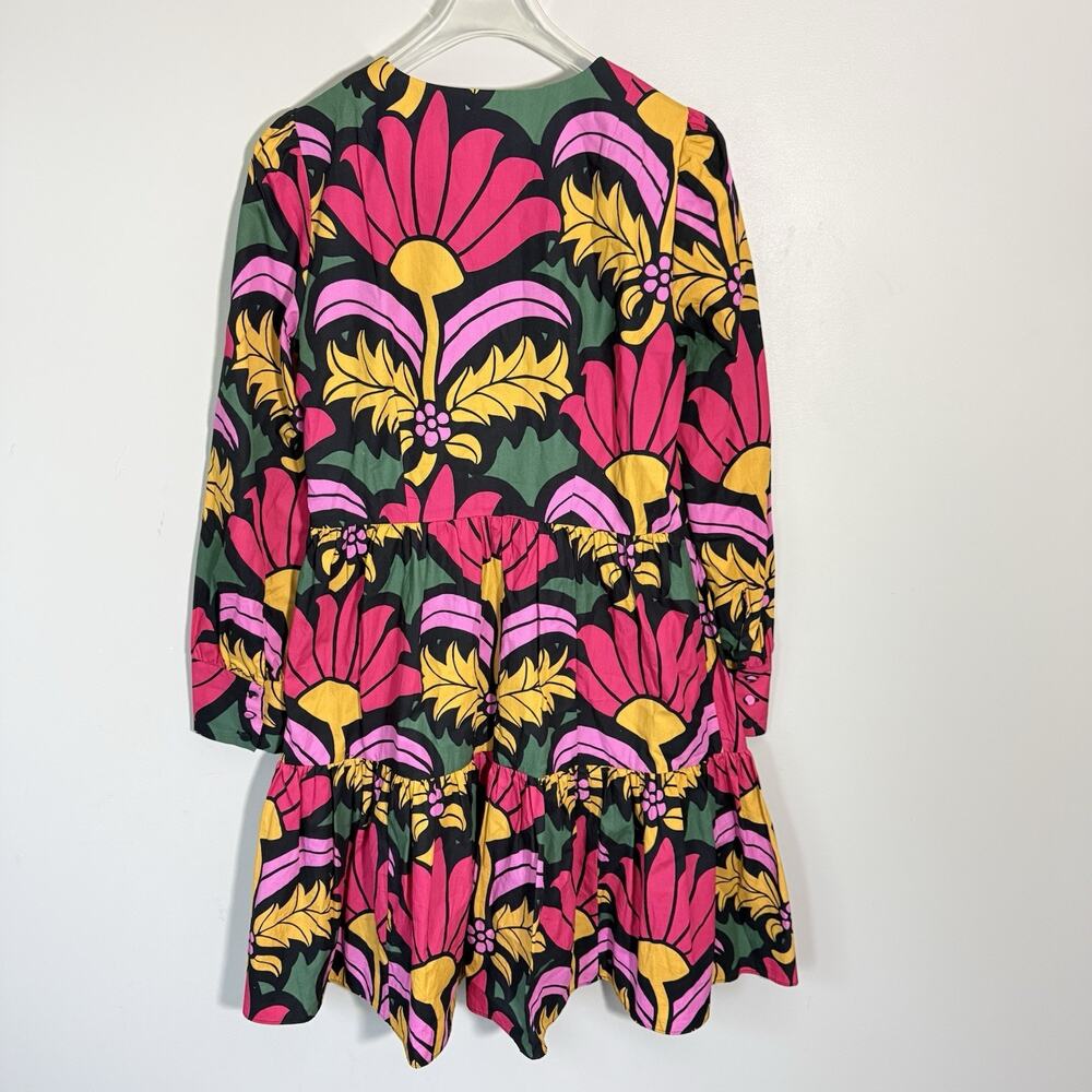 J.Crew Ratti Tiered Popover Dress Beatrice Print Colorful Size 2 Longsleeves - Picture 5 of 6